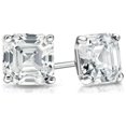thumbnail image 1 of Bonjour Jewelers 14k White Gold Plated 6mm 2Ct Asscher Cut White Sapphire Stud Earrings, 1 of 1