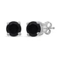 thumbnail image 1 of Bonjour Jewelers 14k White Gold Plated Created Black Sapphire Round Stud Earrings 6mm, 1 of 1