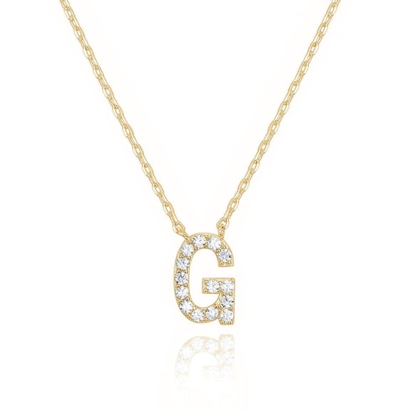 Bonjour Jewelers 14k Yellow Gold Created Diamond Initial G Letter Pendant Necklace Plated