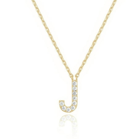Bonjour Jewelers 14k Yellow Gold Created Diamond Initial J Letter Pendant Necklace Plated