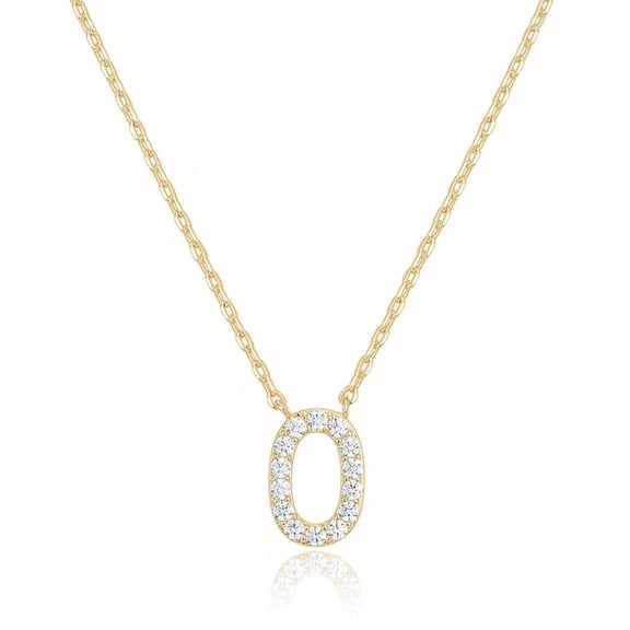 Bonjour Jewelers 14k Yellow Gold Created Diamond Initial O Letter Pendant Necklace Plated
