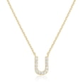 thumbnail image 1 of Bonjour Jewelers 14k Yellow Gold Created Diamond Initial U Letter Pendant Necklace Plated, 1 of 4