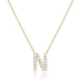 thumbnail image 1 of Bonjour Jewelers 14k Yellow Gold Created White Sapphire Initial N Letter Pendant Necklace Plated, 1 of 4