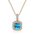 thumbnail image 1 of Bonjour Jewelers 18K Rose Gold 1ct Halo Blue Topaz Square 18 Inch Necklace Plated, 1 of 1