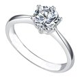 thumbnail image 1 of Bonjour Jewelers 18K White Gold 3ct Created White Sapphire Round Engagement Wedding Ring Plated Size 13, 1 of 2