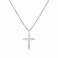 thumbnail image 1 of Bonjour Jewelers 18K White Gold Created Diamond Petite Cross Necklace Plated, 1 of 1