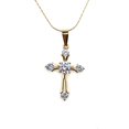 thumbnail image 1 of Bonjour Jewelers 18K Yellow Gold 1 ct Created Diamond Cross Stud Necklace Plated 18 inch, 1 of 1