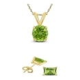 thumbnail image 1 of Bonjour Jewelers 18K Yellow Gold 1ct Peridot Round 18 Inch Necklace And Square Earrings Set Plated, 1 of 1