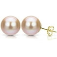 thumbnail image 1 of Bonjour Jewelers 18K Yellow Gold 4mm Pink Pearl Round Stud Earrings Plated, 1 of 1
