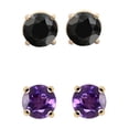thumbnail image 1 of Bonjour Jewelers 18k Yellow Gold Plated 1/2Ct Created Black Sapphire And Amethyst 2 Pair Round Stud Earrings, 1 of 1