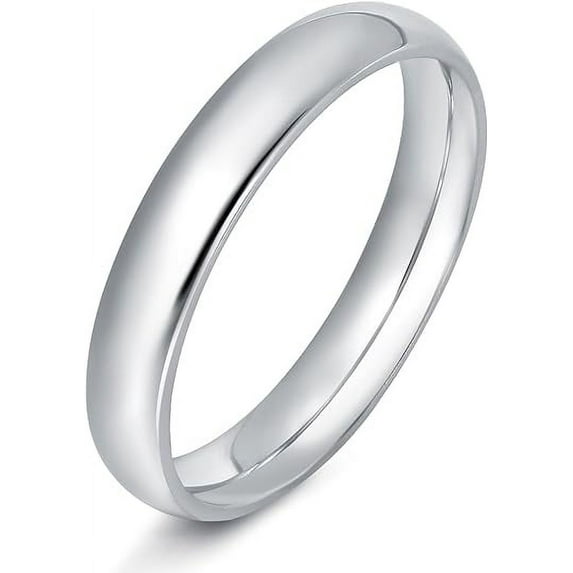 Bonjour Jewelers 24K White Gold High Polish Classic Wedding Ring 4mm Women And Men Plated