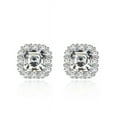thumbnail image 1 of Bonjour Jewelers 24k White Gold 1Ct Cushion Cut White Sapphire Halo Stud Earrings Plated, 1 of 1
