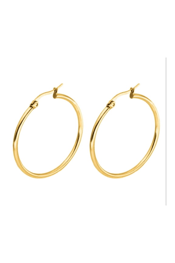 24k Yellow Gold Plated 25mm Hoop Earrings Plated