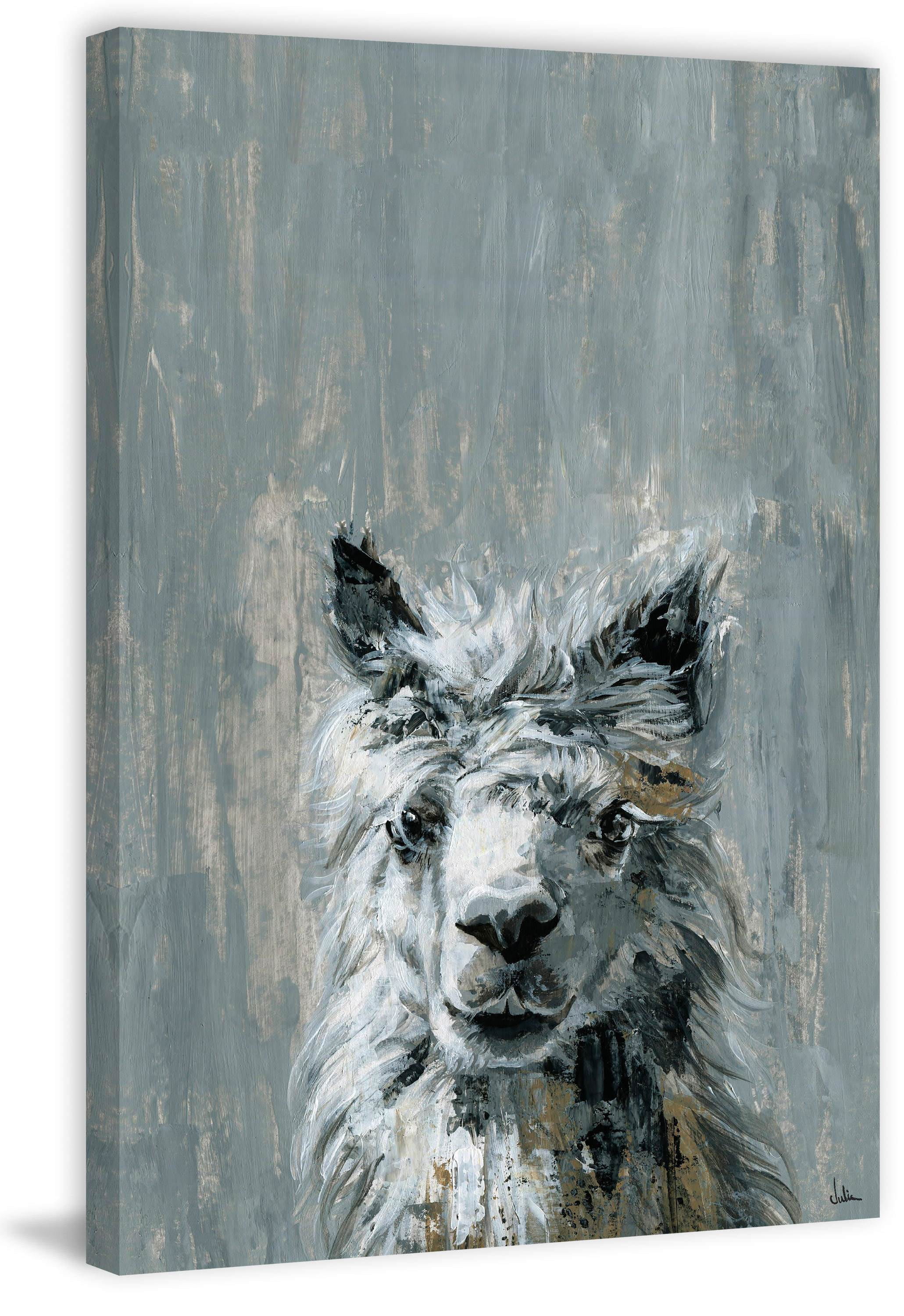 Bonjour Llama II Painting Print on Wrapped Canvas