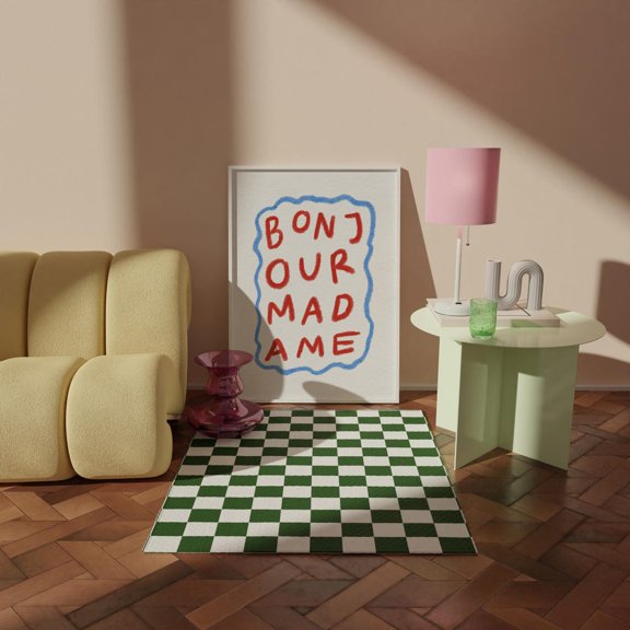 Bonjour Madame Wall Art, Hand Drawn French Poster, Colorful Wall Art, French Greeting Print, Wall Art, Modern Wall Decor, 16x24 UNFRAMED