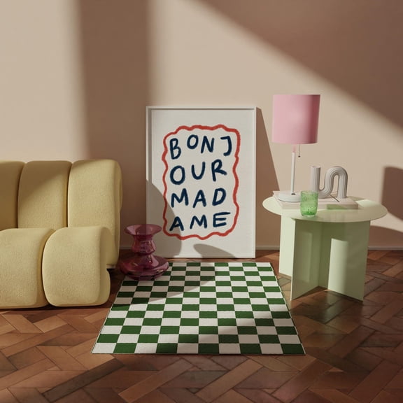 Bonjour Madame Wall Art, Hand Drawn French Poster, Colorful Wall Art, French Greeting Print, Wall Art, Modern Wall Decor, 24x36 UNFRAMED