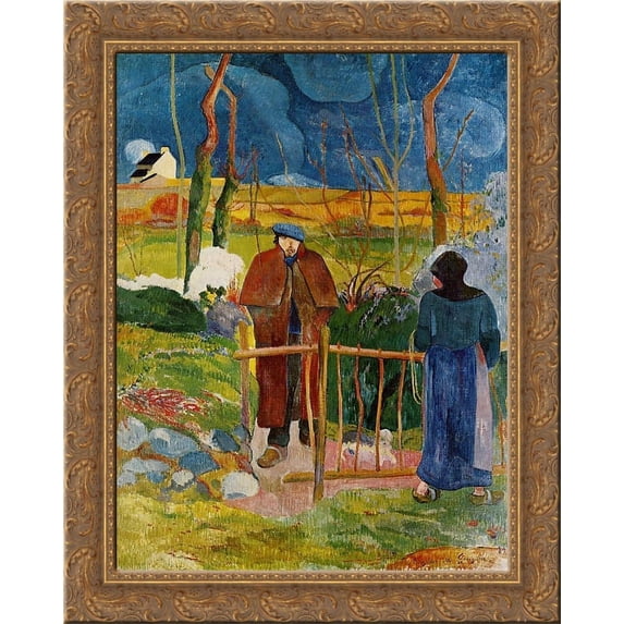 Bonjour, Monsieur Gauguin 24x20 Gold Ornate Wood Framed Canvas Art by Paul Gauguin