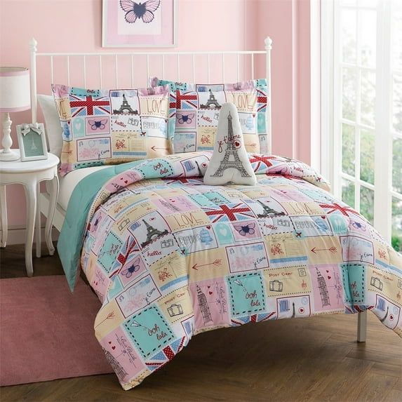Bonjour Pink 3-Piece Microfiber Comforter Set - Twin