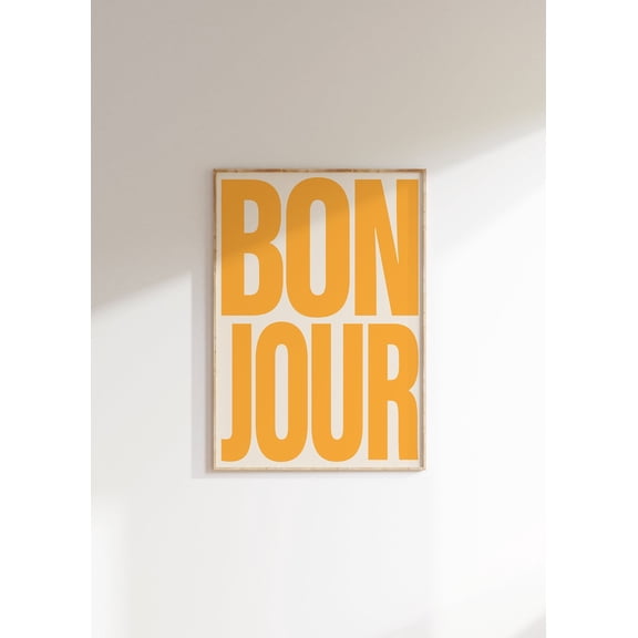 Bonjour Typography Poster, Type Print, Trendy Wall Art, Retro French Poster, Maximalist Decor, Gallery Wall Art Artwork Wall Art, Modern Wall Decor, 16x24 UNFRAMED