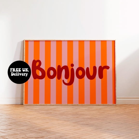 Bonjour Wall Art Poster Poster, Typography Poster, A5 A4 A3 A2 A1 Vintage Trendy Retro Poster, Good Morning Hello French Poster, F226, Unframed Poster Size 16x24