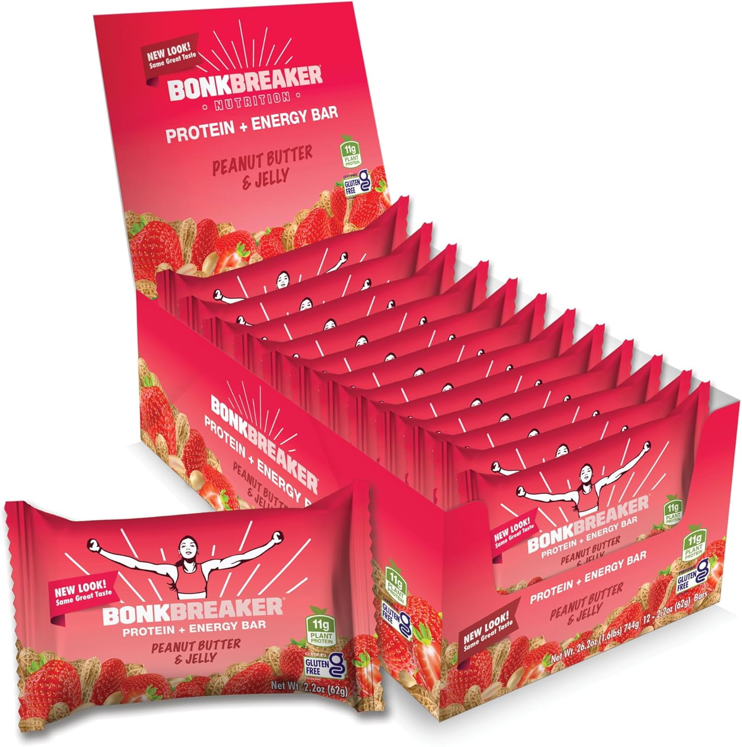 Bonk Breaker Plant Based Protein Bars, Gluten Free, Dairy Free, 13g