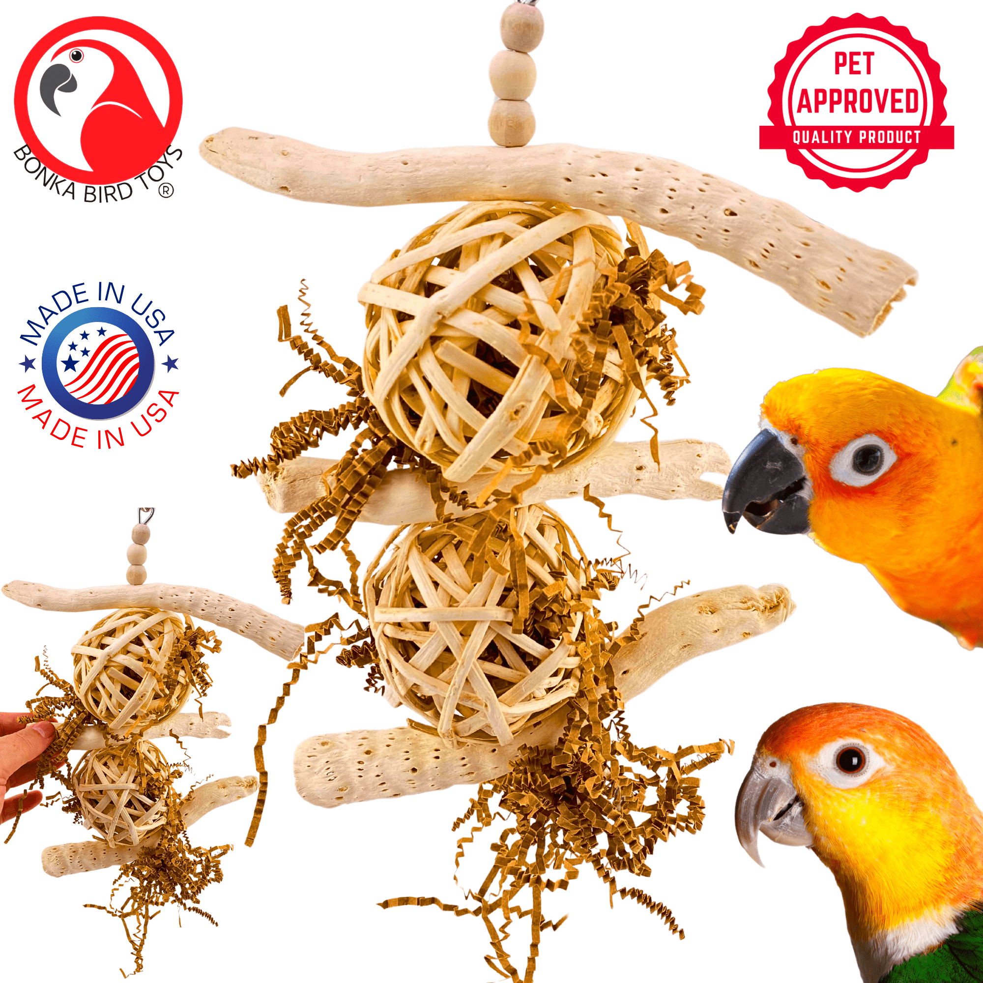 Bonka Bird Toys 1034 Driftwood Forage Tower Chew Forage Shred Parrot Cage Toy