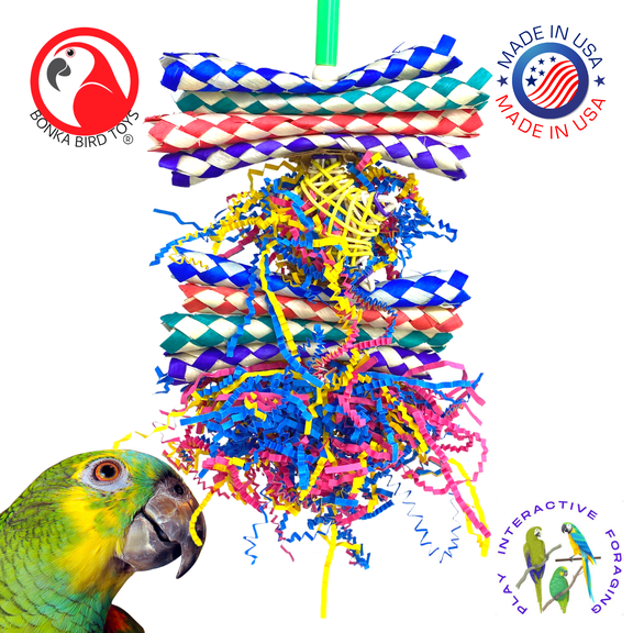 Bonka Bird Toys 1040 Foraging Star Shred Medium Parrot Cage Toy