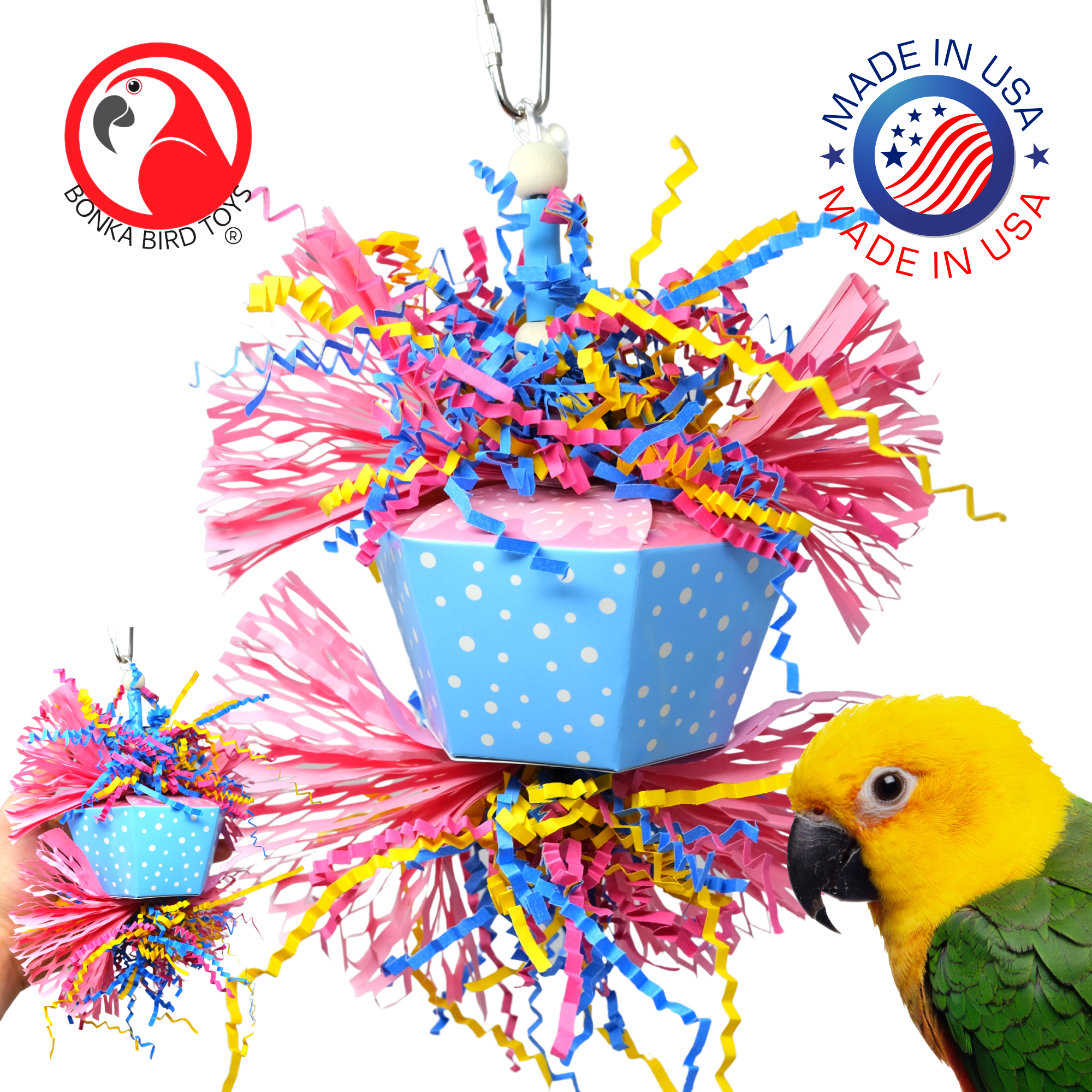Bonka Bird Toys 1058 Happy Birthday Festive Shred Chew Forage Parrot ...