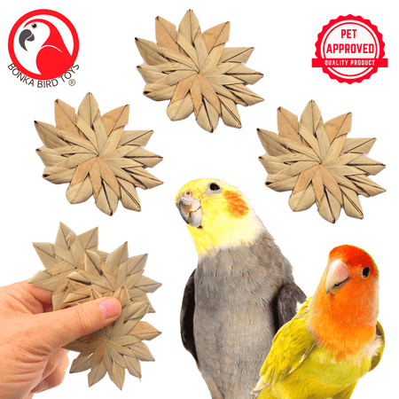 Bonka Bird Toys 1271 Pk3 Woven 3" Palm Flowers Foot Talon Craft Part Parrot Cage