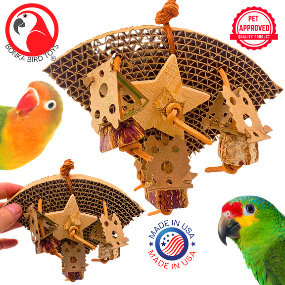 Bonka Bird Toys 1418 Natural Chomp Slice Chew Shred Parrot Cage Toy Conure Pet