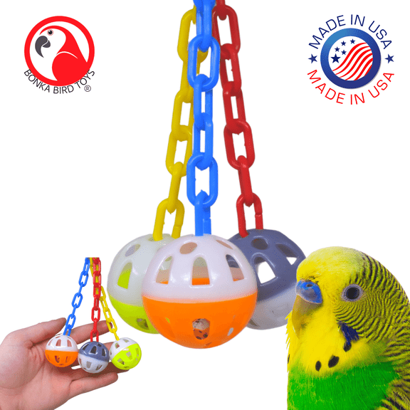Bonka Bird Toys 1467 Ball Clanger Durable Rattle Small Parrot Cage Toy