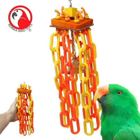 Bonka Bird Toys 1781 Square Chain Waterfall Durable Tug Pull Chew Parrot Toy Pet