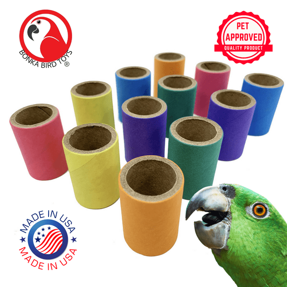 Bonka Bird Toys 2108 Pk12 1-Inch Tube Bagels Foot Talon Craft Part Cage Toy