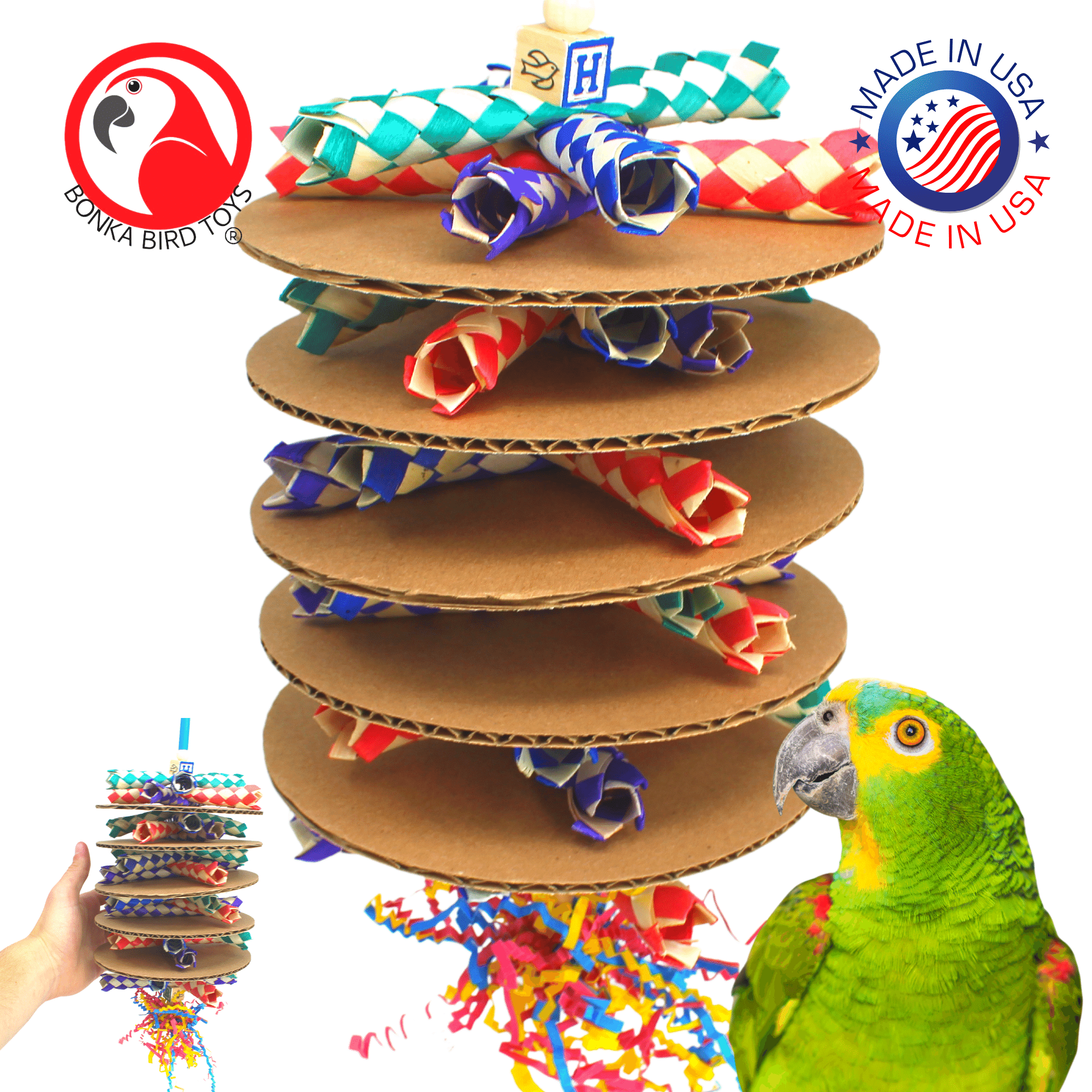 Bonka Bird Toys 2307 Big Trap Sandwich Medium Large Chew Bird Toy