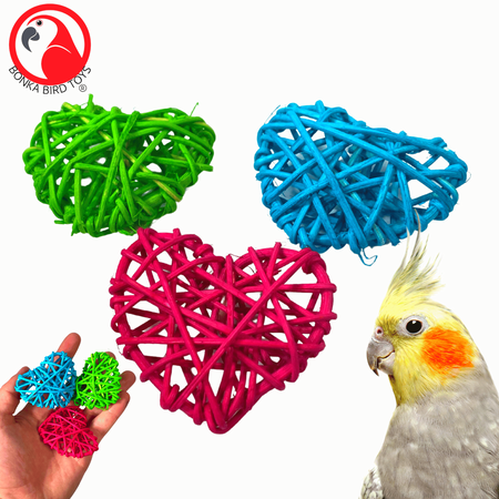 Bonka Bird Toys 2453 Pk3 Mini Colored Vine Hearts Foot Talon Craft Part