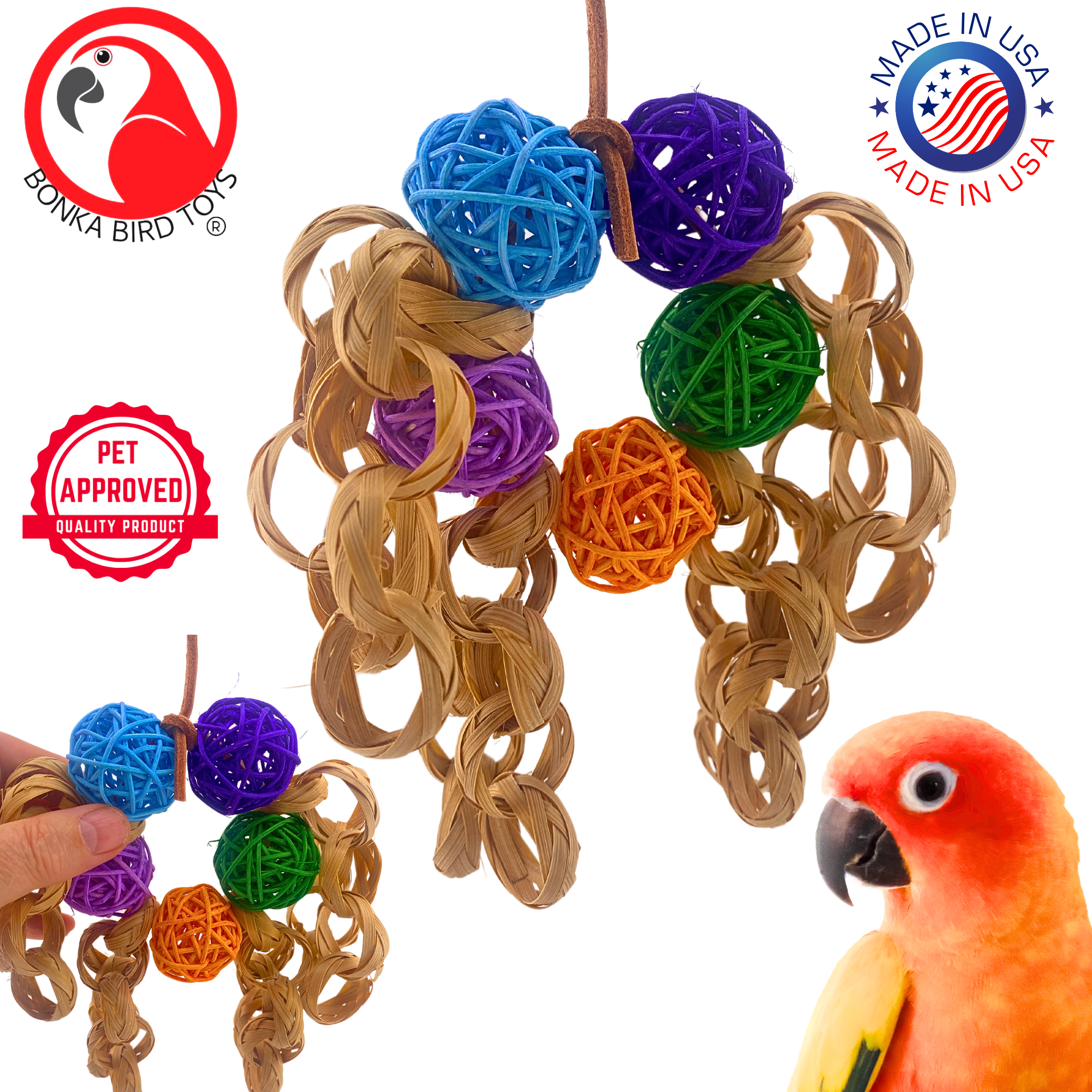 Bonka Bird Toys 2501 Tangle Balls Natural Chew Forage Parrot Cage Toy Cockatiel