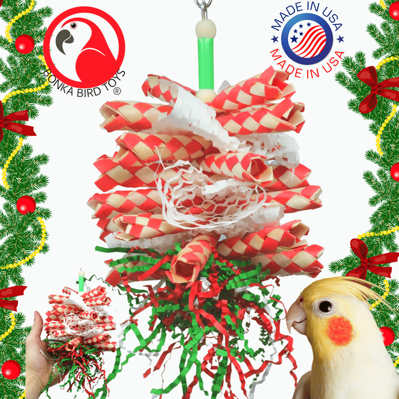 Bonka Bird Toys 2568 Christmas Paper Shred Medium Shred Forage Cage Toy