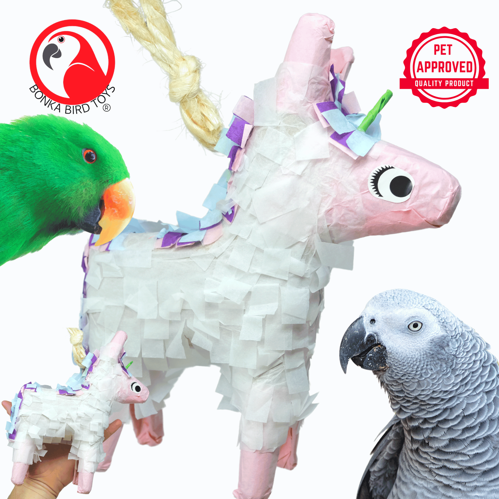 Bonka Bird Toys 2622 Foraging Donkey Unicorn Pinata Chew Shred Forage Parrot Cage Toy