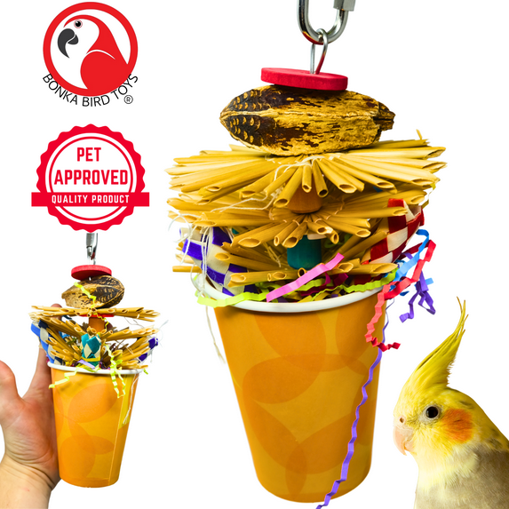 Bonka Bird Toys 2641 Party Cup Chew Shred Forage Medium Parrot Cage Toy