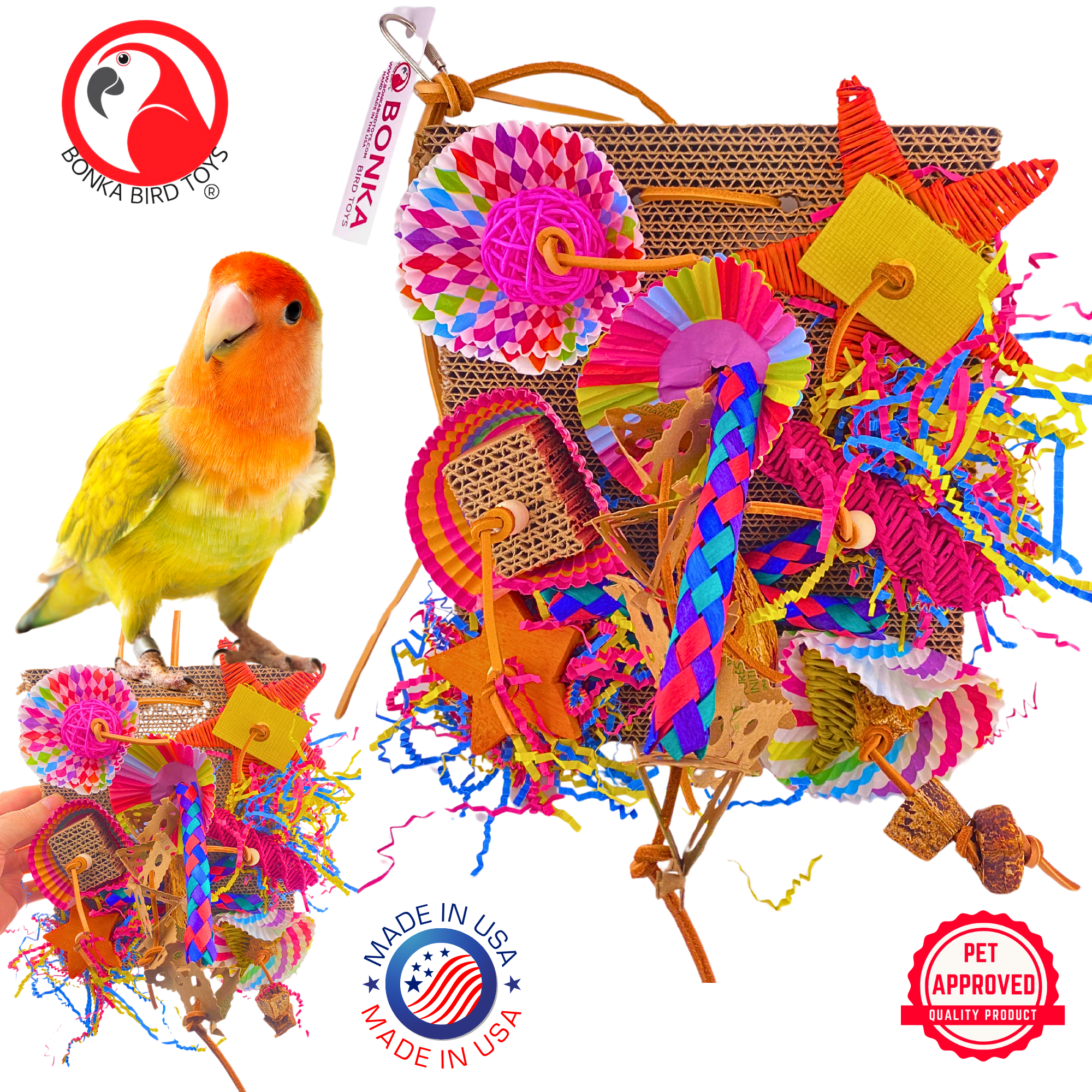 Bonka Bird Toys 2644 Fiesta Foraging Board Chew Forage Shred Parrot Cage Toy Pet