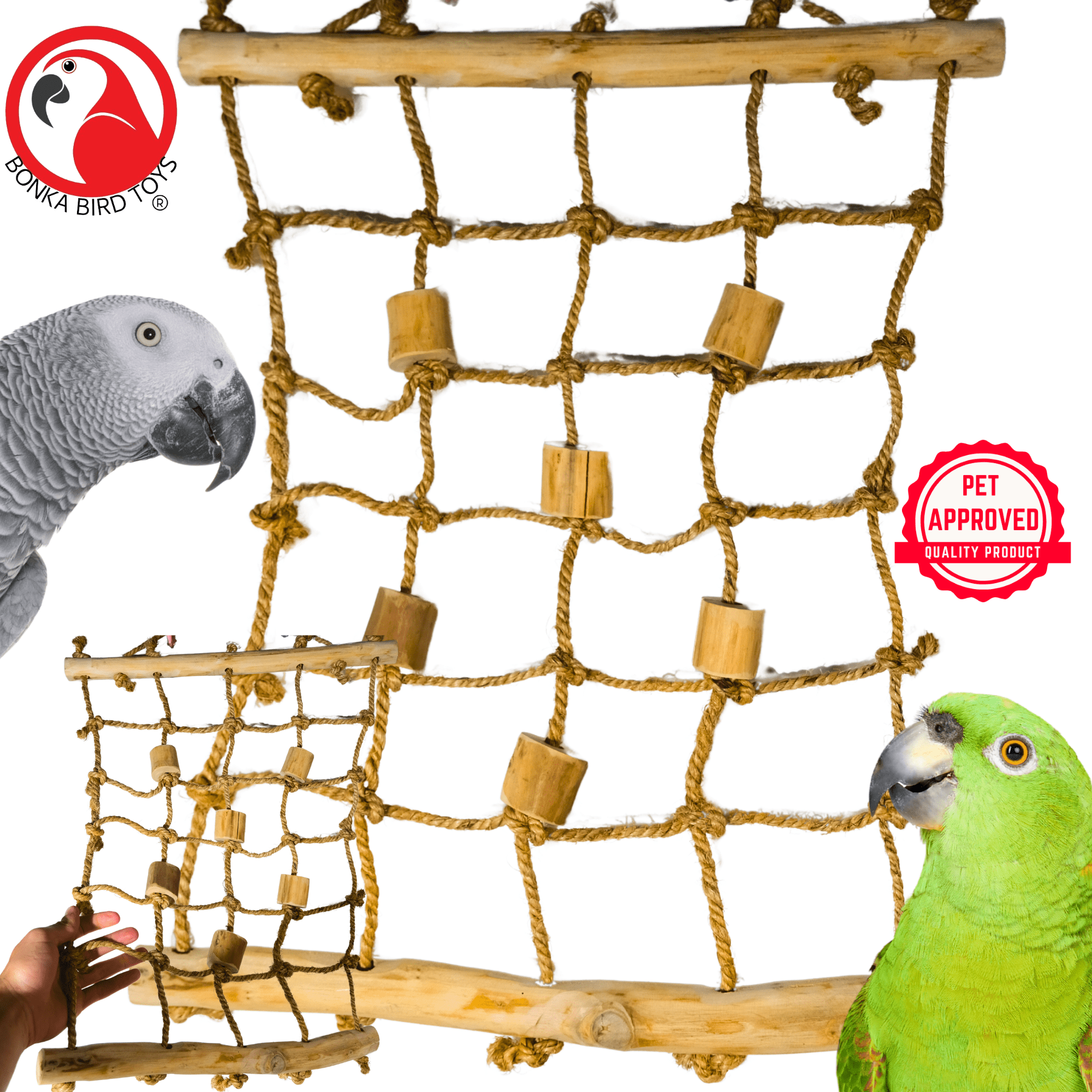 Bonka Bird Toys 2656 Large Hemp Java Cargo Net Rope Ladder Play Gym Parrot Toy