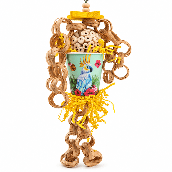Bonka Bird Toys 2704 Fruit Loop Sola Bamboo Shred Paper Parrot Cage Toy Conure
