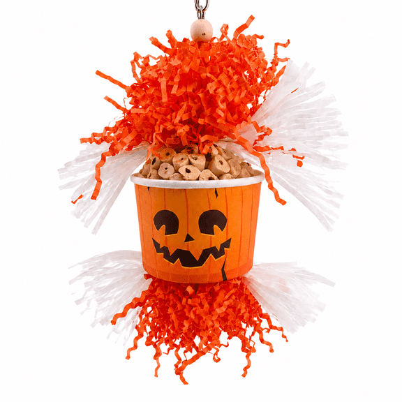 Bonka Bird Toys 2710 Halloween Pumpkin Dish Sola Atta Chew Shred Parrot Cage Toy