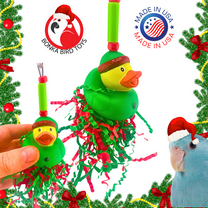 Bonka Bird Toys 2726 Christmas Elf Duck Festive Forage Chew Parrot Cage Toy Pet