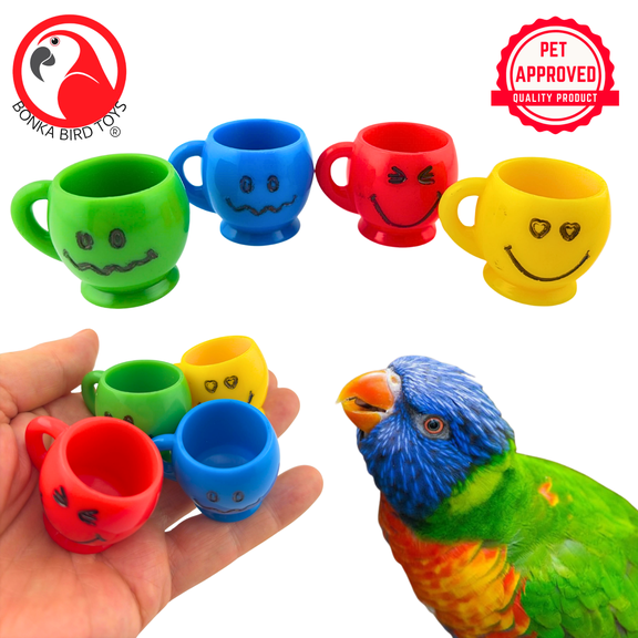 Bonka Bird Toys 2779 Pk4 Mini Smile Mugs Foot Talon Craft Part Parrot Cage Toys
