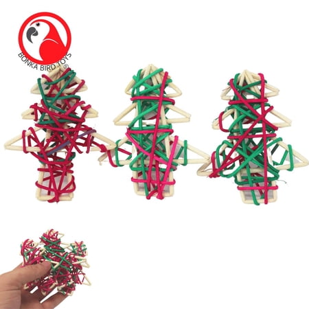 Bonka Bird Toys 2835 Small Pk3 Colorful Christmas Trees Foot Talon Craft Part