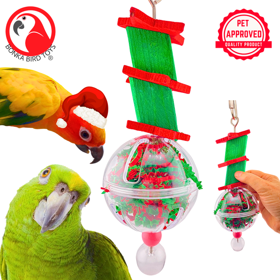 Bonka Bird Toys 2883 Christmas Skewer Ball Festive Chew Treat Parrot Cage Feeder