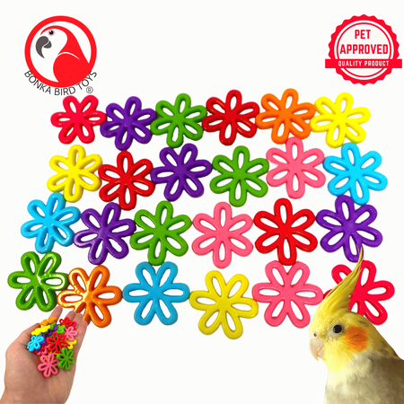 Bonka Bird Toys 2948 Pk24 Colorful Plastic Flowers Foot Talon Craft Part Bird Toys