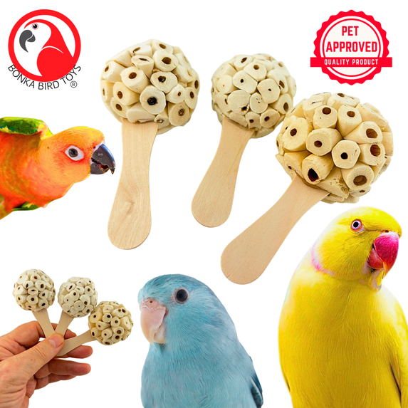 Bonka Bird Toys 2964 PK3 Natural Sola Atta Pop Parrot Foot Talon Cage Toys Pet