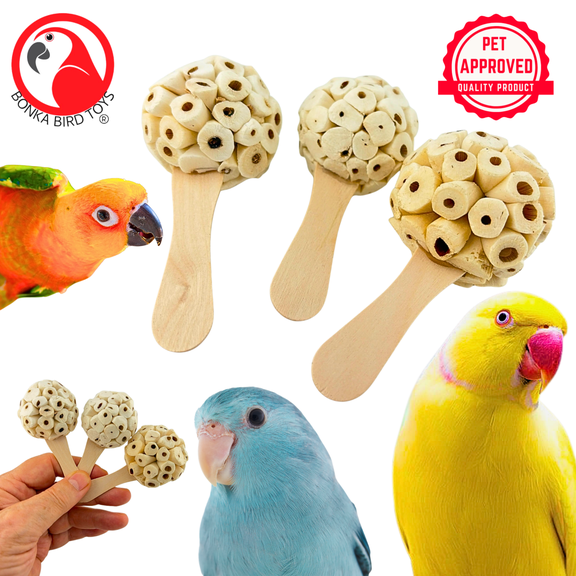 Bonka Bird Toys 2964 PK3 Natural Sola Atta Pop Parrot Foot Talon Cage Toys Pet